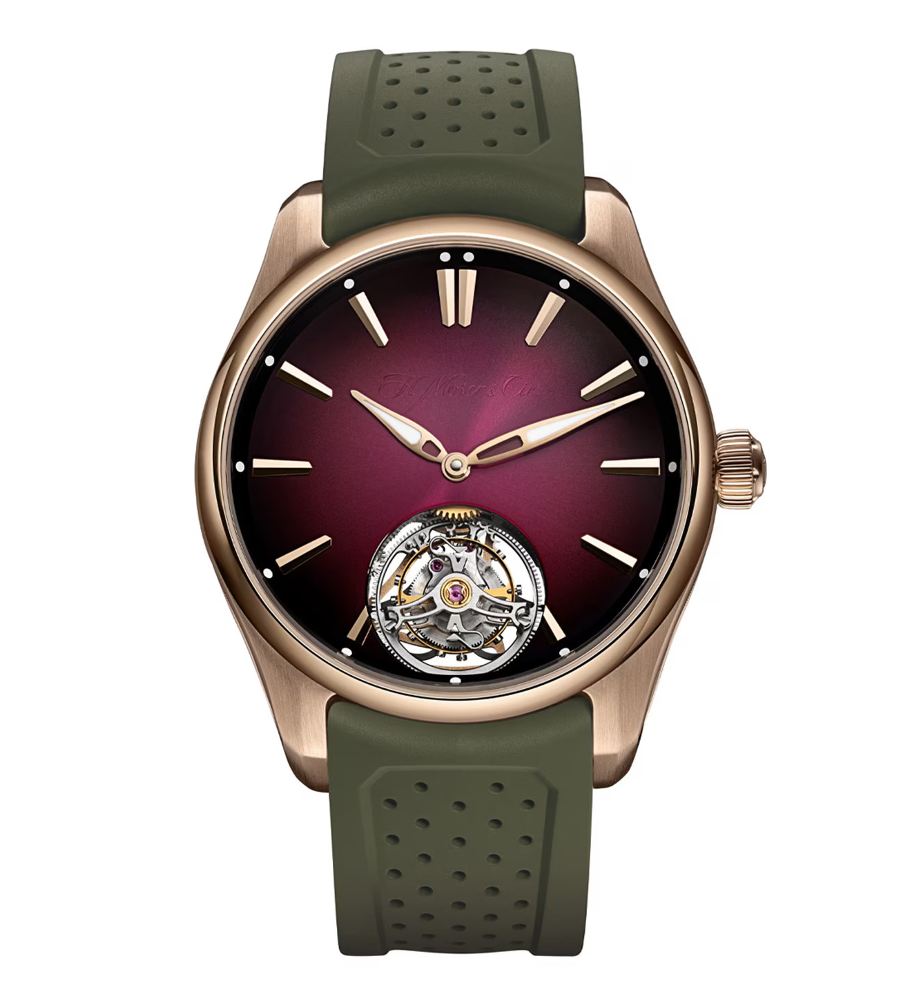 H. Moser & Cie. Pioneer Tourbillon, 40mm with Burgundy Dial
